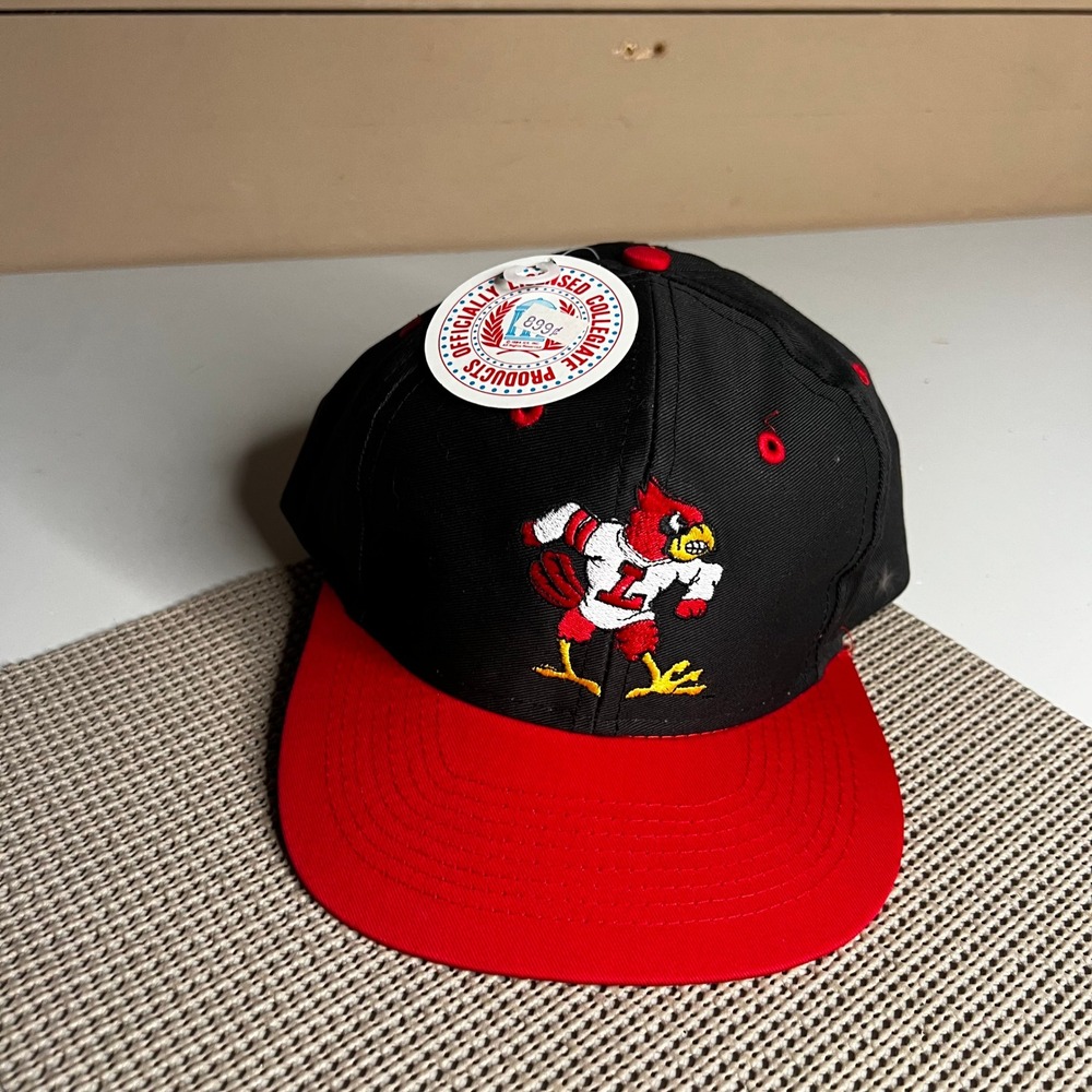 Vintage Louisville Cardinals Hat Competitor Snapback Black Red NCAA Louie Tagged